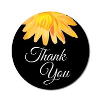 Darling Souvenir 45 Pcs Aster Flower Black Thank You Stickers Round Envelope Seal-1.6 Inches