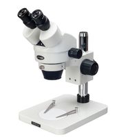 AmScope SM-1BSY Professional Binocular Stereo Zoom Microscope, WH10x Eyepieces, 7x-90x Magnification, 0.7X-4.5X Zoom Objective, Ambient Lighting, Pillar Stand, Includes 2.0x Barlow Lens