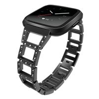 TeaBoy Bling Bands Compatible with Fitbit Versa/Fitbit Versa Lite/Fitbit Versa 2, Stainless Steel D-Link with Rhinestones Metal Jewelry Bracelet Wristband Versa Strap Watch Band for Women Girls
