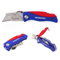 WORKPRO Folding Utility Knife Quick-change Box Cutter, Blade Storage in Handle with 5 Extra Blades Included (One Item)