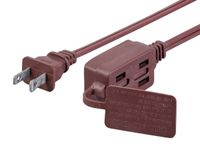 Monoprice 9FT 16/2 SPT-2 Brown 3-Outlet Household Extension Cord