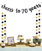 Moohome Cheers to 70 Years Gold Glitter Banner for Adult 70th Birthday Party Supplies Wedding Anniversary Party Decorations