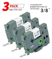 Label Orison 3PK P-Touch Label Tape TZ221 TZe221 TZ TZe Replacement for Ptouch Standard Laminated Cartridges,9mm Black on White 0.35 inch (3/8") x8m(26.2ft)