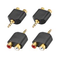 uxcell 3.5mm Male to 2 RCA Female Connector Splitter Adapter Coupler Black 4Pcs for Stereo Audio Video Cable Convert