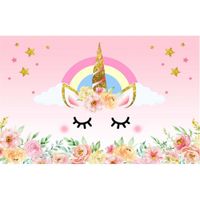 ML 7x5 Unicorn Background Backdrop for Photography Gold Unicorn Photo Backdrop Flowers Banner Baby Shower Party Backdrops