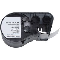 MC-500-595-YL-BK Cartridge with Ribbon,High Adhesion Vinyl Label Tape,Vinyl B-595 Black on Yellow Vinyl Film Compatible Work with Brady BMP41 BMP51/BMP53 Label Printers -25' Width,0.5" Height