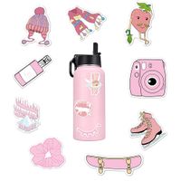 Pink Cute Vsco Stickers (35Pcs),Laptop and Water Bottle Decal Aesthetic Trendy Sticker Pack for Teens, Girls, Women Vinyl Stickers (Pink)