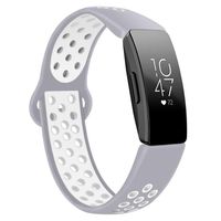 DYKEISS Compatible with Fitbit Inspire HR Fitness Tracker Sport Band, Soft Silicone Replacement Accessory Women Men Breathable Wristband Strap (Small, Gray/White)