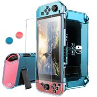Pakesi For Nintendo Switch Case, Compatible with Nintendo Switch Cover Case and Tempered Glass Screen Protector (360 degree full enclosure protection )-Blue