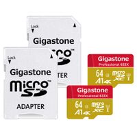 Gigastone 64GB 2-Pack Micro SD Card, Professional 4K Ultra HD, High Speed 4K UHD Gaming, Micro SDXC UHS-I U3 C10 Class 10 Memory Card with Adapter