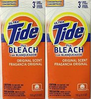 Ultra Tide Plus Bleach | Original Scent | Powder Detergent | 3 Loads | 5.5 oz (two packs)
