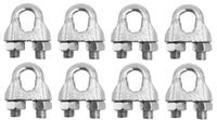 BRUFER PO-06A Wire Rope Clamp Clip for Cables Zinc Plated - 1/2" inch - Bulk Pack of 8 Pieces