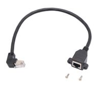 zdyCGTime Cat6e RJ45 Down Angle Male to Female Shielded Ethernet Network Screw Panel Mount Extension Cable 90 Degree Angle RJ45 Network Cable,1ft(Down)