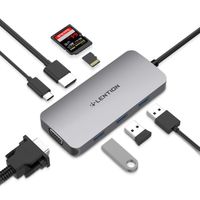 LENTION USB C Hub with 4K HDMI, VGA, SD/Micro SD Card Reader, 3 USB 3.0, Type C Charging Adapter Compatible MacBook Pro (Thunderbolt 3), New Mac Air, Surface Book 2/Go, Chromebook, More (Space Gray)