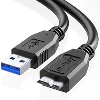Durable Fast Charging Data Cable Micro B USB 3.0 Cable Cord for Mobile Phone Samsung Galaxy S5, Note 3, Camera, Hard Drive and More 1.5ft Black