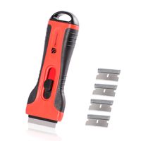 ORIENTOOLS Scraper Razor Blades Mini Plastic Retractable Scraper Razor Blades with 5 Blades Window Scraper for Scraping Labels and Decals from Glass, Windshields (1 Pack)