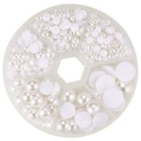 PH PandaHall 690pcs 6 Sizes White Flat Back Pearl Cabochon Flat Back Pearls for Crafts Scrapbooking Embellishment DIY Phone Nail Making(4mm, 5mm,6mm, 8mm, 10mm, 12mm)