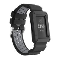 Usitek Band Compatible with Fitbit Charge 3 & Charge 3 SE,Soft Silicone Sport Rugged Protective Frame Case Bands Strap Compatible for Fitbit Charge 3 Bands Women Men