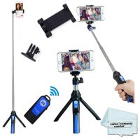 Benro BK10 Handheld & Tripod 3 in 1 Self-Portrait Monopod Extendable Phone Selfie Stick with Wireless Remote Shutter for iPhone X 8 7 6s Plus Samsung Galaxy Edge Gopro Hero 7,Hero 6 Hero5 (Black/Blue)