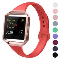 Acrbiutu Bands Compatible with Fitbit Blaze, Slim Thin Narrow Replacement Silicone Sport Accessory Strap Wristband with Metal Frame Compatible for Fitbit Blaze Women Men