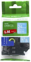 1/Pack LM Tapes - Premium 1" White Print on Blue Label (24mm 0.94 Laminated) Compatible with Brother TZe-555 P-Touch Tape and Comes with a Great Tape Color/Size Guide for Easy reordering.