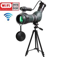 ZTYD 20-60X60mm Spotting Scope Monocular with WiFi Wireless Connect with Smartphone APP,Infrared Night Vision Telescope with Big Tripod&Phone Adapter for Outdoor Trip