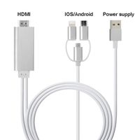 OURIZE 3 in 1 HDMI Adapter Cable, Phone to HDMI Cable Digital Audio Mirror Mobile Phone Screen to TV Projector Monitor 1080P HDTV Adapter for iOS and Android Devices (Silver)