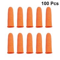 SUPVOX 100pcs Finger Sleeves Protector Finger Protection Cots for Arthritis Basketball Mallet Finger Trigger Orange Size L