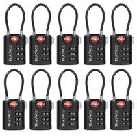 TSA Approved Luggage Locks, Travel Locks Which Also Work Great as Gym Locks, Toolbox Lock, Backpack and more, Black 10 Pack