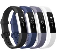 Tobfit Compatible with Alta Bands, 4 Pack, Soft TPU Classic Accessories Replacement Bands Compatible with Alta HR/Ace, Small Large (Large, Black/Blue/Gray/White)