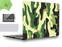 UESWILL 3in1 Rubberized Unique Pattern Solid Hard Shell Case Cover for MacBook Air 11 inch + Keyboard Cover and Screen Protector + Microfibre Cleaning Cloth,Camo/Green