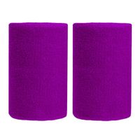 BBOLIVE 4' Inch Wrist Sweatband in 17 Different Neon Colors - Athletic Cotton Terry Cloth - Great for All Outdoor Activity(1 Pair) (Red Purple)