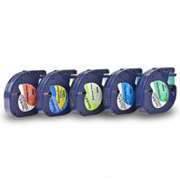 yenlok 5 Pack Compatible Dymo LetraTag Refills Paper Plastic Tape 91331 91332 91333 91334 91335, 12mm (1/2") x 5m (16.4 ft), Use for LetraTag Plus LT100H LT100T QX50 Label Makers