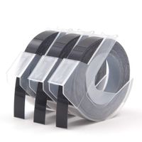 Exsun Compatible Label Tape Replacement for DYMO 3D Embossing Plastic Tape Work with Label Maker Office Mate II, Organizer Xpress Pro, LabelManager 1610, White on Black, 3/8''x 9.8', 3 Roll