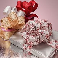 Krafty Klassics 1 Roll of Snowflake Satin Ribbon (2 1/2" Width x 10 Yds) (Gold)