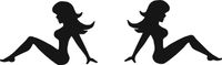 Mudflap Girl Stickers Pack of 2 Forward and Reverse Vinyl 5"x3.3" (Black)