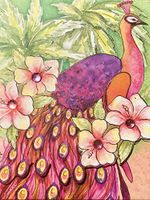Punch Studio Gold Foil Gem Embellished Mini Pocket Notepad ~ Tropical Hibiscus Peacock 61546