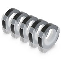 Suminey Compatible 520109 Embossing Tape Compatible with Dymo Organizer Xpress 12965, Office-Mate II 154000, White on Black, 3/8 in x 9.8 ft, 5roll