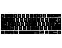 XSKN French Language AZERTY Keyboard Skin Cover for 2016 Touch Bar MacBook Pro 13 (A1706) & MacBook Pro 15 (A1707), Plus Touch Bar Protector Gift, US EU Layout (Black)
