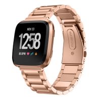 MEFEO Metal Bands Compatible with Fitbit Versa/Versa 2/Fitbit Versa Lite Edition, Stainless Steel Metal Band Solid Strap Wristband Replacment for Fitbit Versa Band Men Women (Copper Gold)