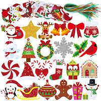 Winlyn 120 Sets Christmas Holiday Paper Gift Tags with Strings Name Tag Labels Favor Tags Hang Tags Glitter Paper Cutouts for Party Gift Bags Wrapping Presents Packages Xmas Tree Ornaments Decor