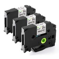 Replace TZe Tape TZe231 12mm 0.47 Black on White, Compatible with Brother Ptouch Label Tape Work for PTD210 PTH100 PTD450, 26.2 ft 1/2 Inch White Label Tape 3-Pack