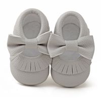 Delebao Infant Toddler Baby Soft Sole Tassel Bowknot Moccasinss Crib Shoes (6-12 Months, Grey)