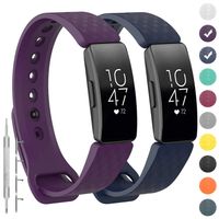 GVFM Compatible with Fitbit Inspire/Inspire HR Bands, Adjustable Soft Silicone Bracelet Accessories Sport Strap for Women Men Wristbands (Large, 2-Purple and Navy)