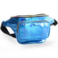 Mum's memory Metallic Hologram Fanny Pack - Outdoor Sport Waist Pack for Running, Hiking, Traveling for Women and Men (Blue)