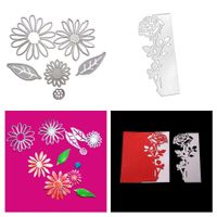 Meslio 2 Pieces Flower Shape Metal Cutting Dies, Embossing Dies Carbon Steel Die Cuts Stencils for DIY Scrapbooking Album Paper Card Making