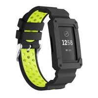 Usitek Band Compatible with Fitbit Charge 3 & Charge 3 SE,Soft Silicone Sport Rugged Protective Frame Case Bands Strap Compatible for Fitbit Charge 3 Bands Women Men