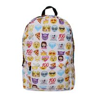 HELLATHUND White Outdoor Rainbow Bag Fantasy Backpack Rucksack School Unisex Shoulder Bag for Girls (white emojis)