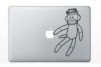 Cute Sitting Sock Monkey MacBook Laptop Vinyl Decal Sticker Kids Children Baby Nursery Stuffed Animal Banana Primate Child