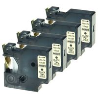 GREENCYCLE 4PK Black on Gold Label Tape Compatible for Dymo D1 45023 S0720630 1/2 Inch LabelManager 450D Labeling Maker (4PK 45023)